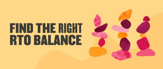 Find the Right RTO Balance with colorful stacked stones on a soft yellow background for a modern, artistic look. Find, Right