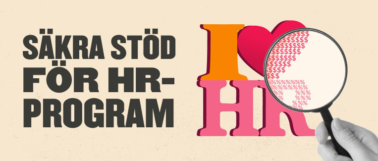 SÄKRA STÖD FÖR HR-PROGRAM with a magnifying glass focusing on financial elements, illustrating analysis in HR support., magnifying-glass, HR-support