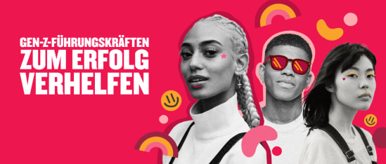 Gen Z individuals in stylish outfits, vibrant colors, and playful graphics, promoting leadership and success., GenZ, leadership