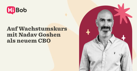 HiBob logo with Nadav Goshen's welcoming image as new CBO, promoting growth initiatives in a vibrant, engaging design., HiBob, NadavGoshen