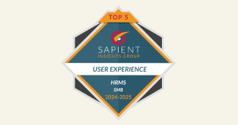 top 5 badge, Sapient Insights Group user experience HRMS SMB 2024-2025