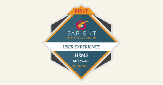 first, sapient insights group user experience HRMS mid-market 2024-2025 badge