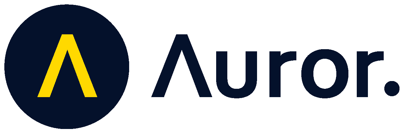 Auror logo featuring a bold yellow 'A' within a circular dark blue design, representing innovation and clarity. , AurorLogo, InnovativeDesign