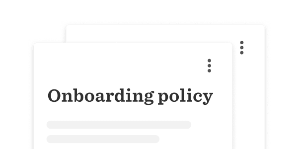 Onboarding policy document with clear text layout and menu options, featuring a clean, modern design. onboarding policy, modern design