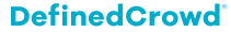 DefinedCrowd logo in bright teal, representing a tech-focused brand in AI and data solutions. High visibility design.