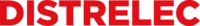 DISTRELEC logo in bold red letters on a white background, representing an electronics distributor, Brand identity of DISTRELEC in a minimalistic design