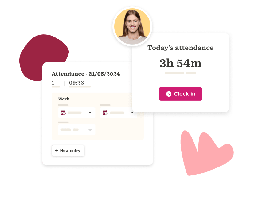 attendance tracking, user profile and daily hours summary