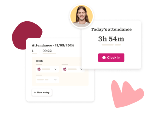 attendance tracking, user profile and daily hours summary