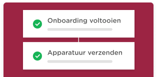 Onboarding completed with equipment shipping steps; encouraging users with a 