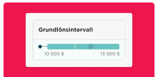 Grundlönsintervall slider showing salary range; bold text says 