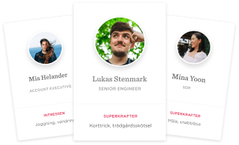 Mia Helander, Lukas Stennmark, and Mina Yoon showcase diverse roles and interests on professional profiles., profiles, team