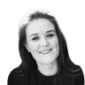 smiling woman with long hair in black and white, portrait of a woman with a friendly expression and dark clothing