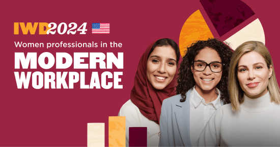 IWD2024, Women professionals in the modern workplace promote diversity and empowerment through vibrant visuals and collaboration.