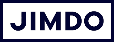 JIMDO logo with bold font on a dark navy background, representing web design and digital services, web design logo, digital services branding