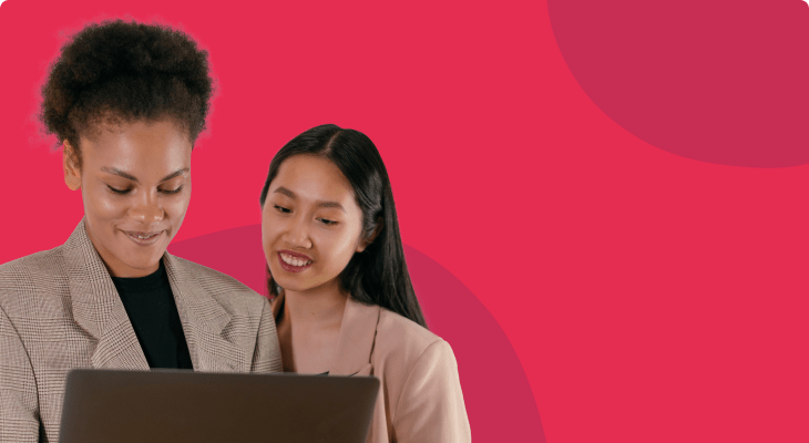 women-collaborating-laptop, bright-background-engagement