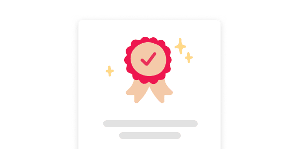 award ribbon with check mark and sparkle, bright red ribbon icon symbolizing achievement and success