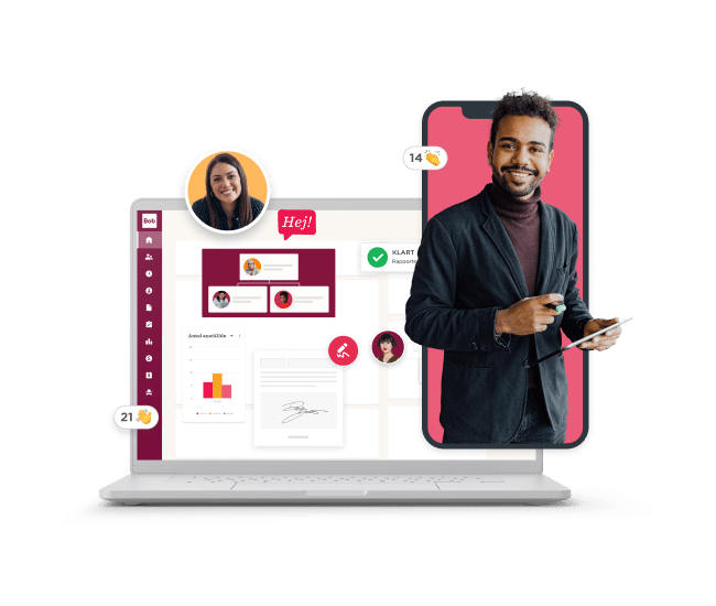 laptop-screen-with-user-interface, smiling-man-holding-tablet-in-a-modern-setting