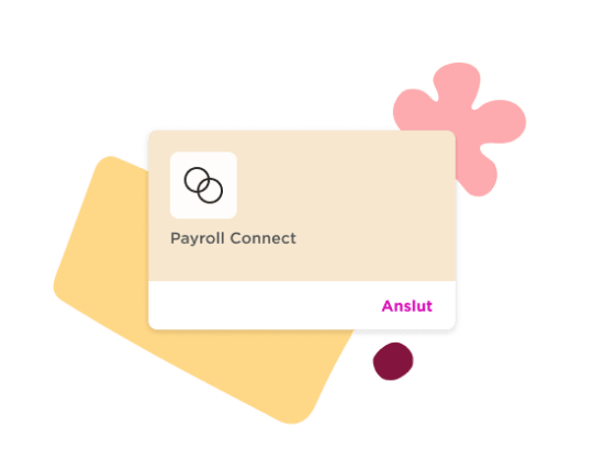 Payroll Connect card design featuring icons and colorful elements for engaging user interaction. Bright colors and clear text.