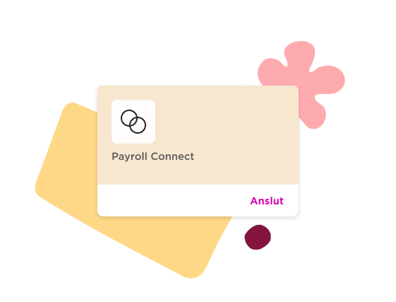 Payroll Connect card design featuring icons and colorful elements for engaging user interaction. Bright colors and clear text.
