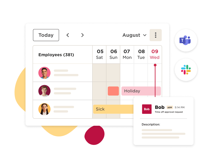 calendar, employees, timeoffrequests, teamcommunication