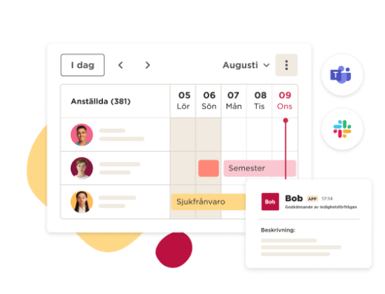 calendar interface, employee schedule management