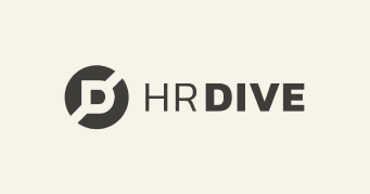 HR Dive logo featuring sleek typography and modern design against a light background. Represents HR-focused content, modern HR information hub logo design