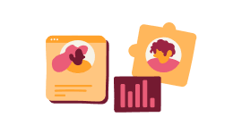 profile cards, data visualization