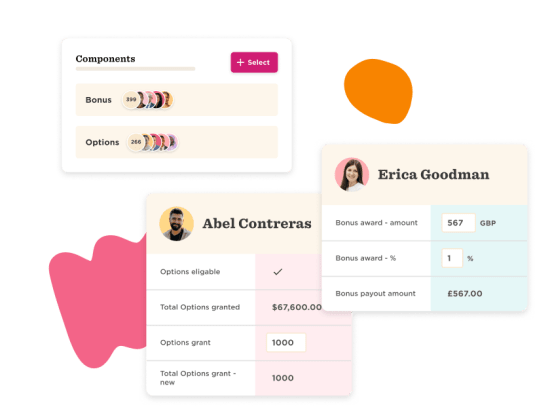 components summary, individual bonus details with user profiles