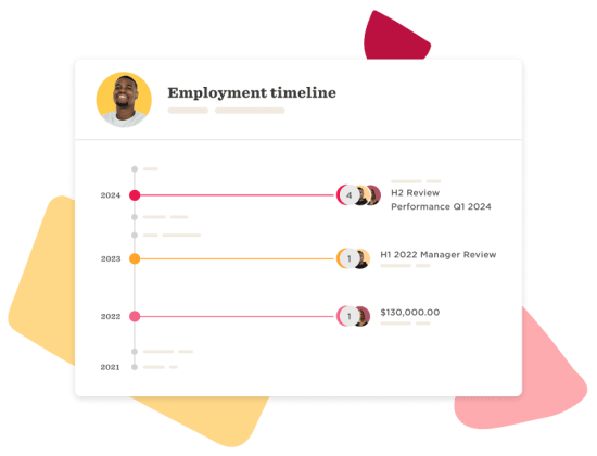 employment timeline, performance reviews 2022-2024, employee salary details