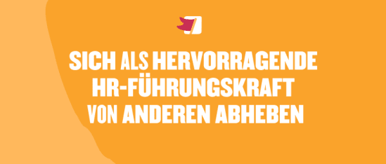 Sich als hervorragende HR-Führungskraft abheben, auf leuchtend orange Hintergrund mit modernem Design, Aufruf zur HR-Exzellenz