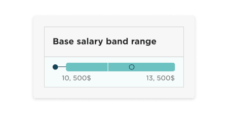 base salary band range slider with values from 10,500$ to 13,500$, salary range selection visual representation