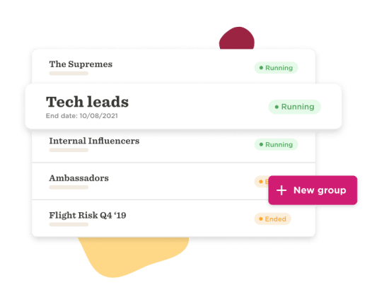 tech leads internal influencers ambassador tasks management, running group status chart design elements illustration