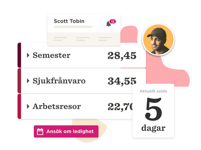 Scott Tobin, vacation balance 28.45 days, sick leave 34.55 days, work travel 22.70 days, current balance 5 days