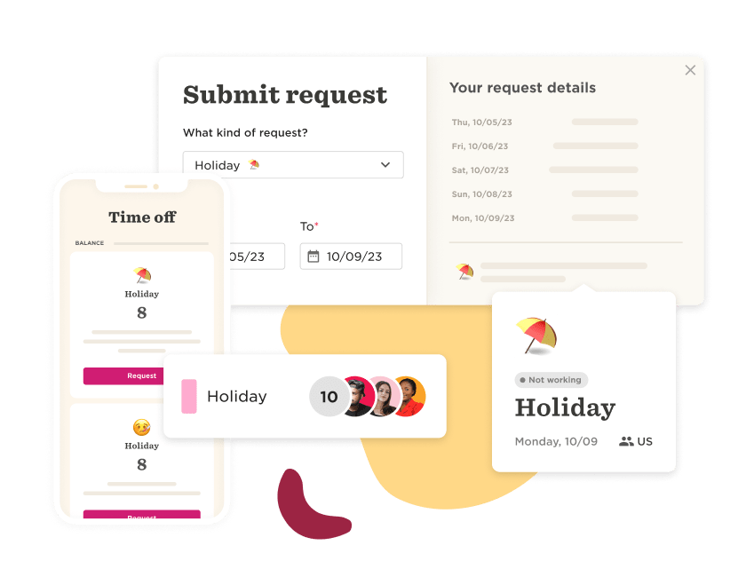 time-off-request, holiday-submission-interface