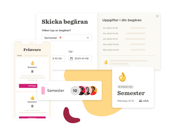 semester request form, mobile and desktop interface with calendar details